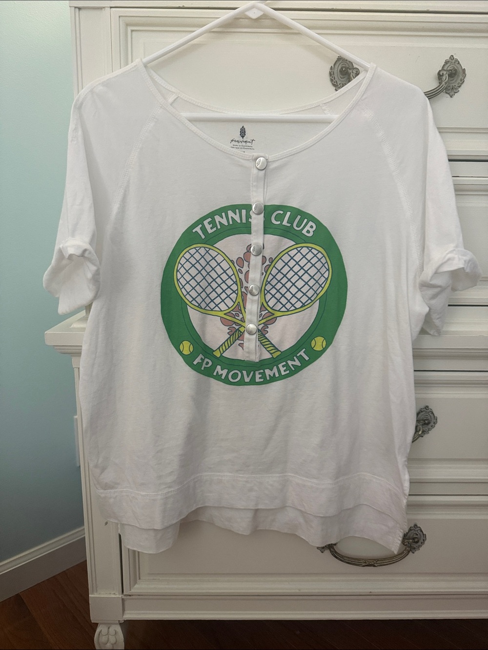 FP movement Graphic Tennis Club Button-Front Tee